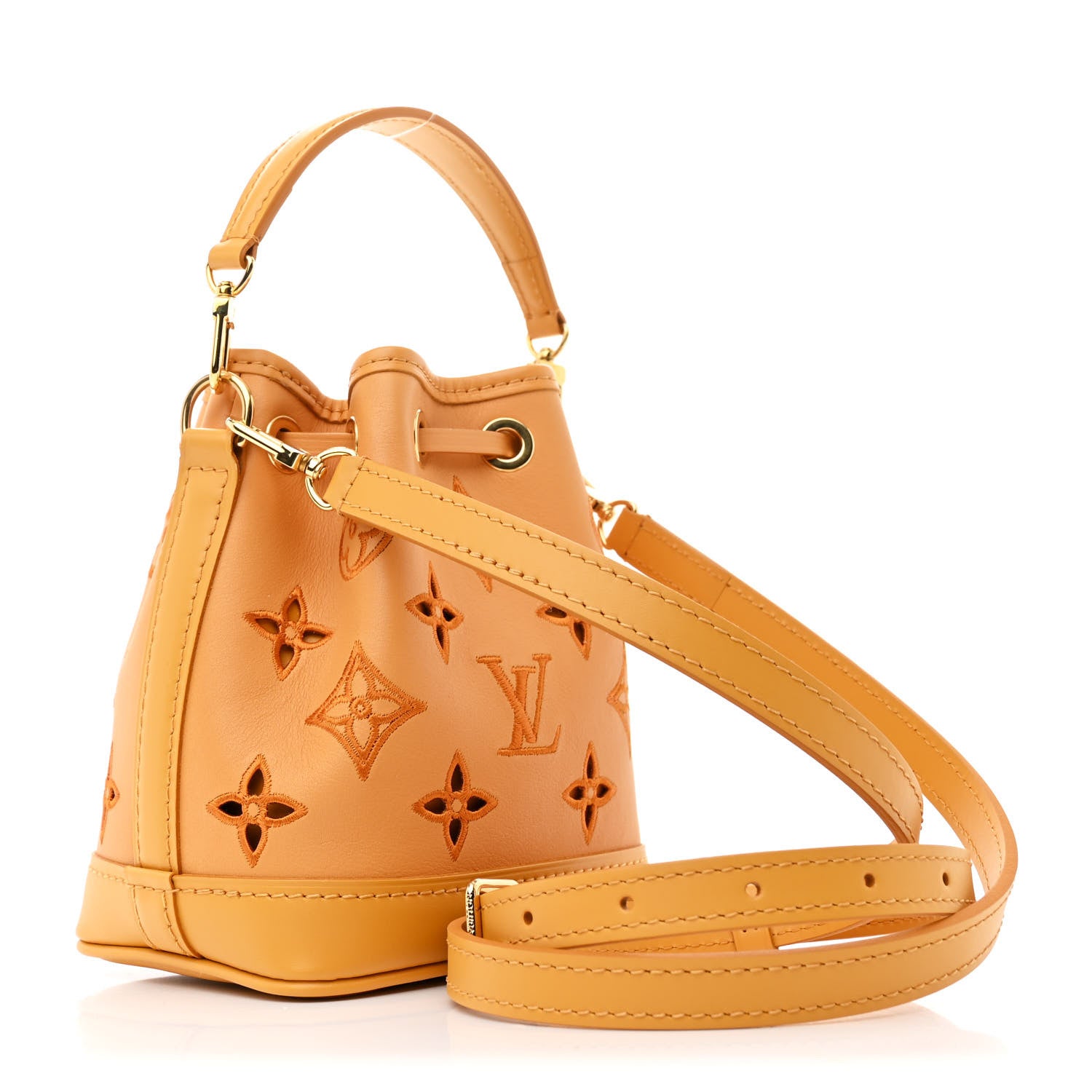 Louis Vuitton Perforated Calfskin Monogram Nano Noe Safran Yellow 3 of 9