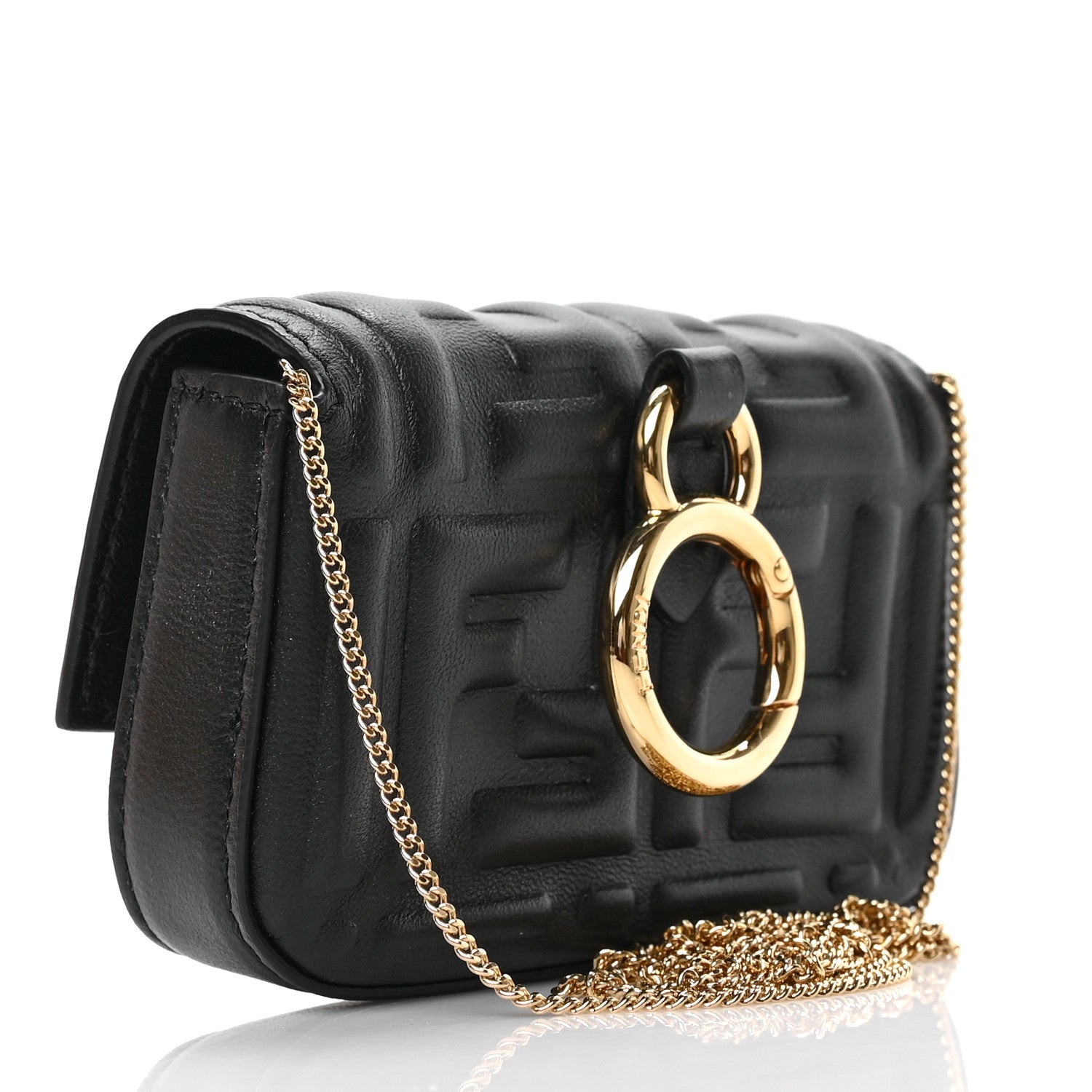 Fendi Nappa Matisse FF Embossed Nano Baguette Charm Black 2 of 7