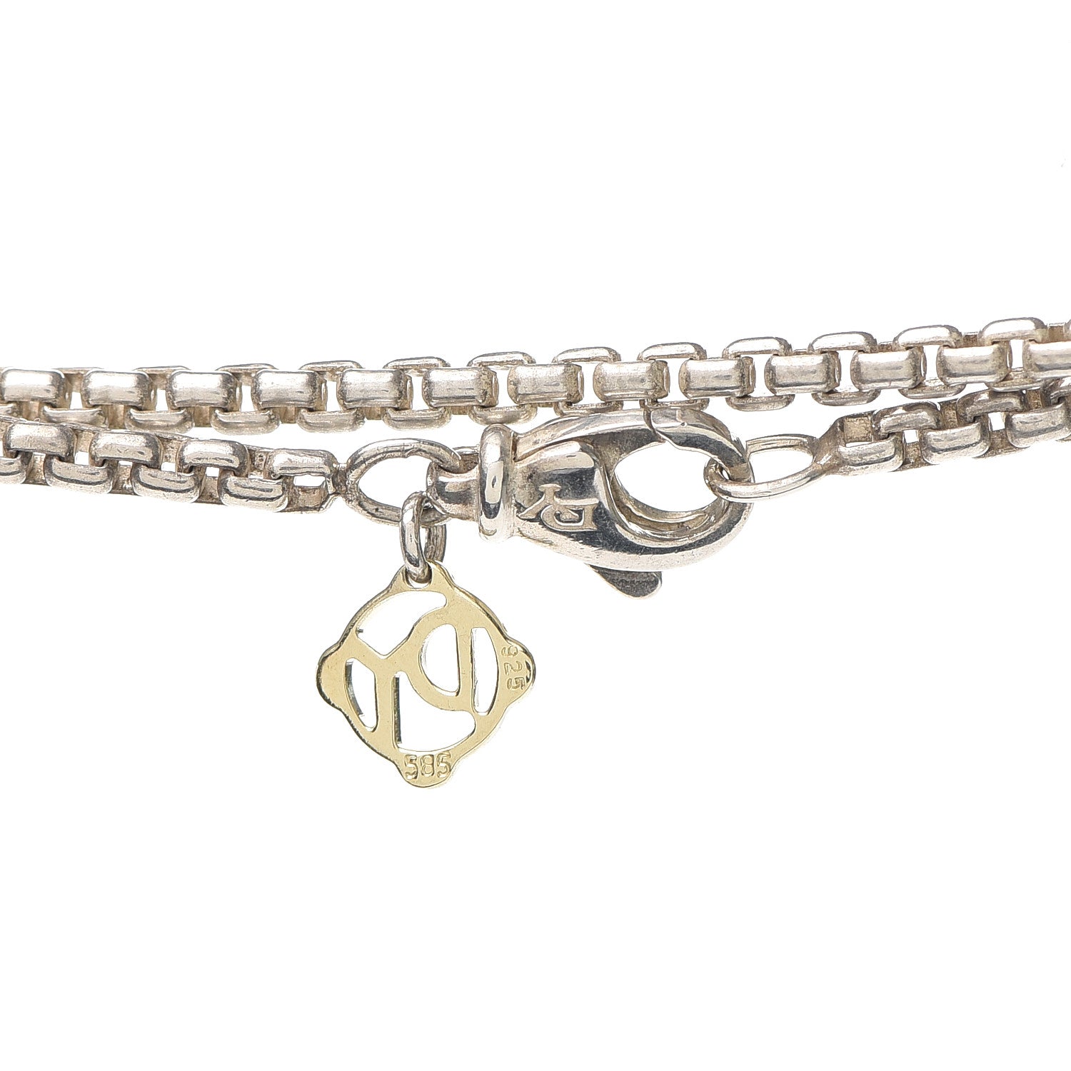 David Yurman Sterling Silver 14K Yellow Gold 2.7mm Box Chain Necklace 54" 4 of 5