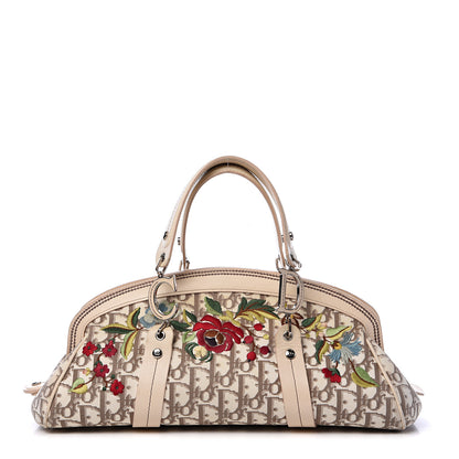 Christian Dior Monogram Vintage Flowers Frame Satchel Beige 1 of 16