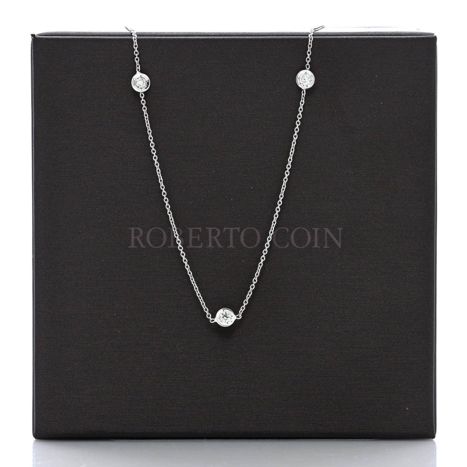 Roberto Coin 18K White Gold Diamond .25ctw Diamonds by the Inch Five Station Necklace 5 of 5