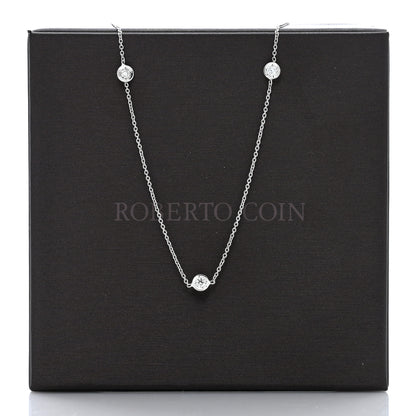 Roberto Coin 18K White Gold Diamond .25ctw Diamonds by the Inch Five Station Necklace 5 of 5