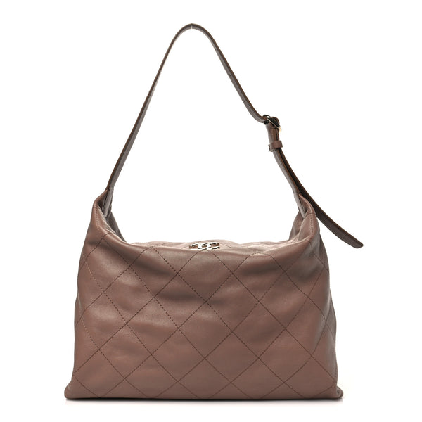 Chanel Shiny Lambskin Quilted Maxi Hobo Brown 1864655 – FASHIONPHILE