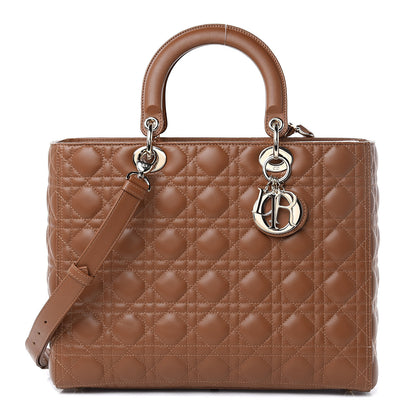 Christian Dior Lambskin Cannage Large Lady Dior Tan 1 of 9