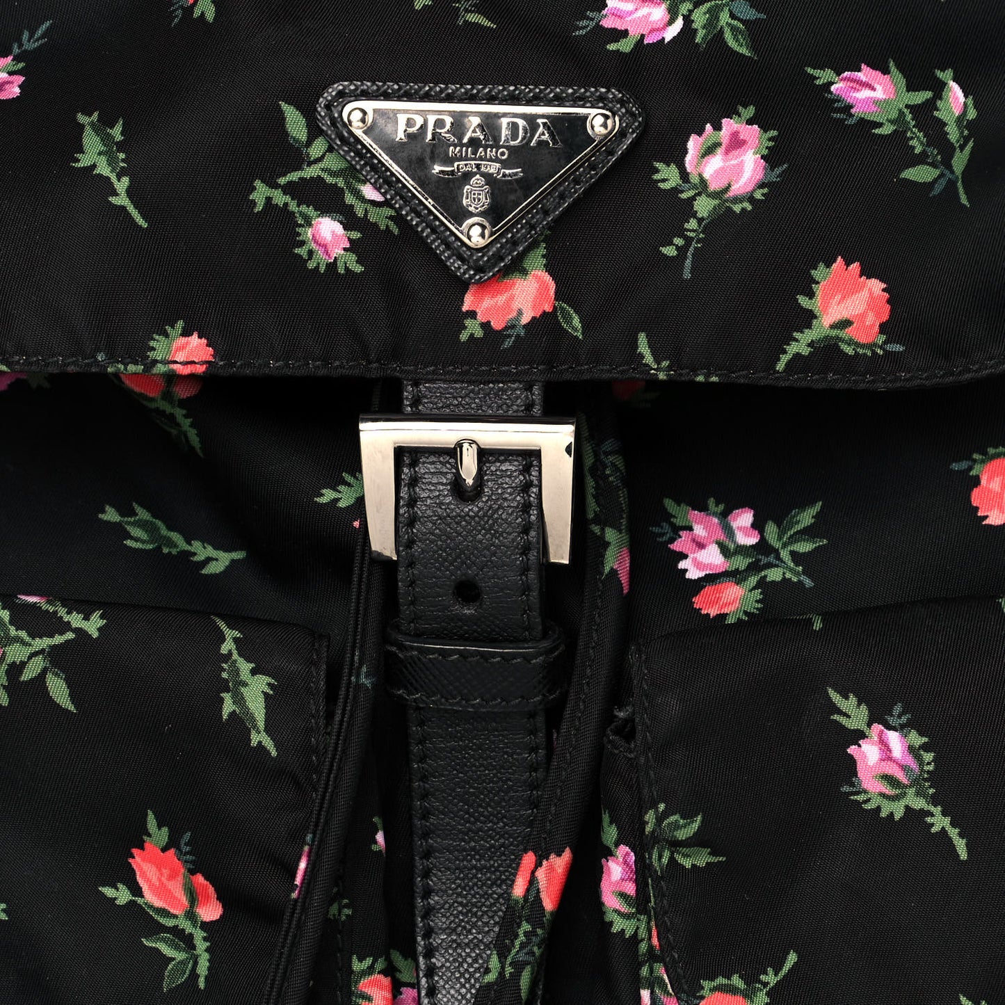 Tessuto Nylon Saffiano Stampata Backpack Black Dis Rose