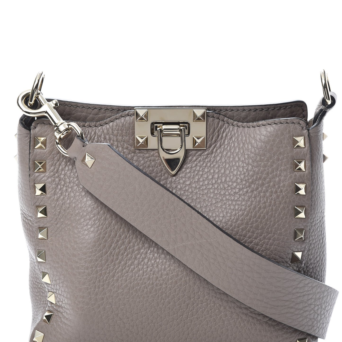 Pebbled Calfskin Mini Rockstud Flip-Lock Messenger Bag Poudre