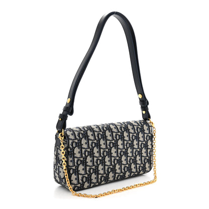 Christian Dior Oblique Jacquard Calfskin 30 Montaigne D-Vine Pouch With Chain Blue 3 of 11