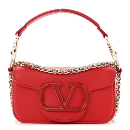 Valentino Garavani Calfskin Enamel Vlogo Small Loco Shoulder Bag Rouge Pur 1 of 10