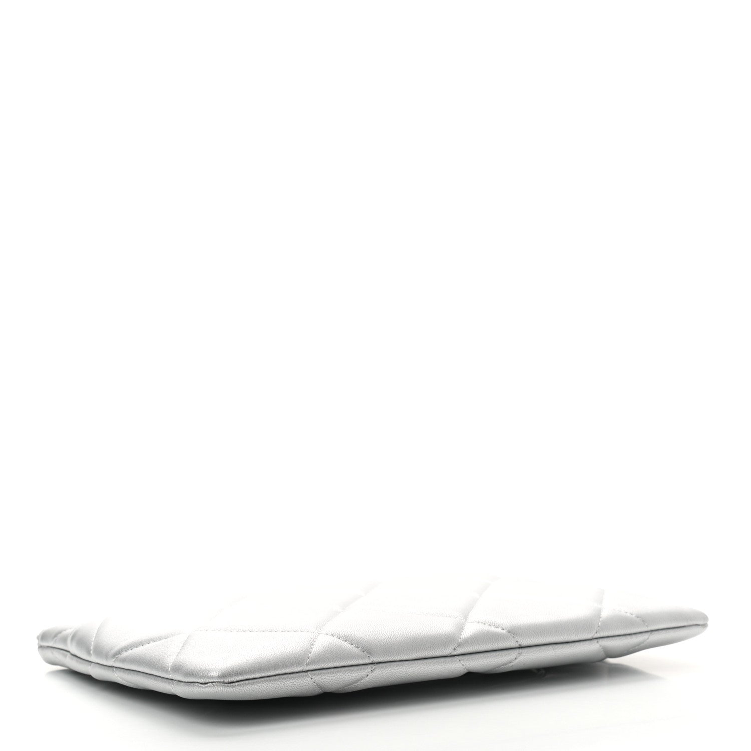 Chanel Metallic Lambskin Quilted Chanel 19 Pouch Silver 4 of 7