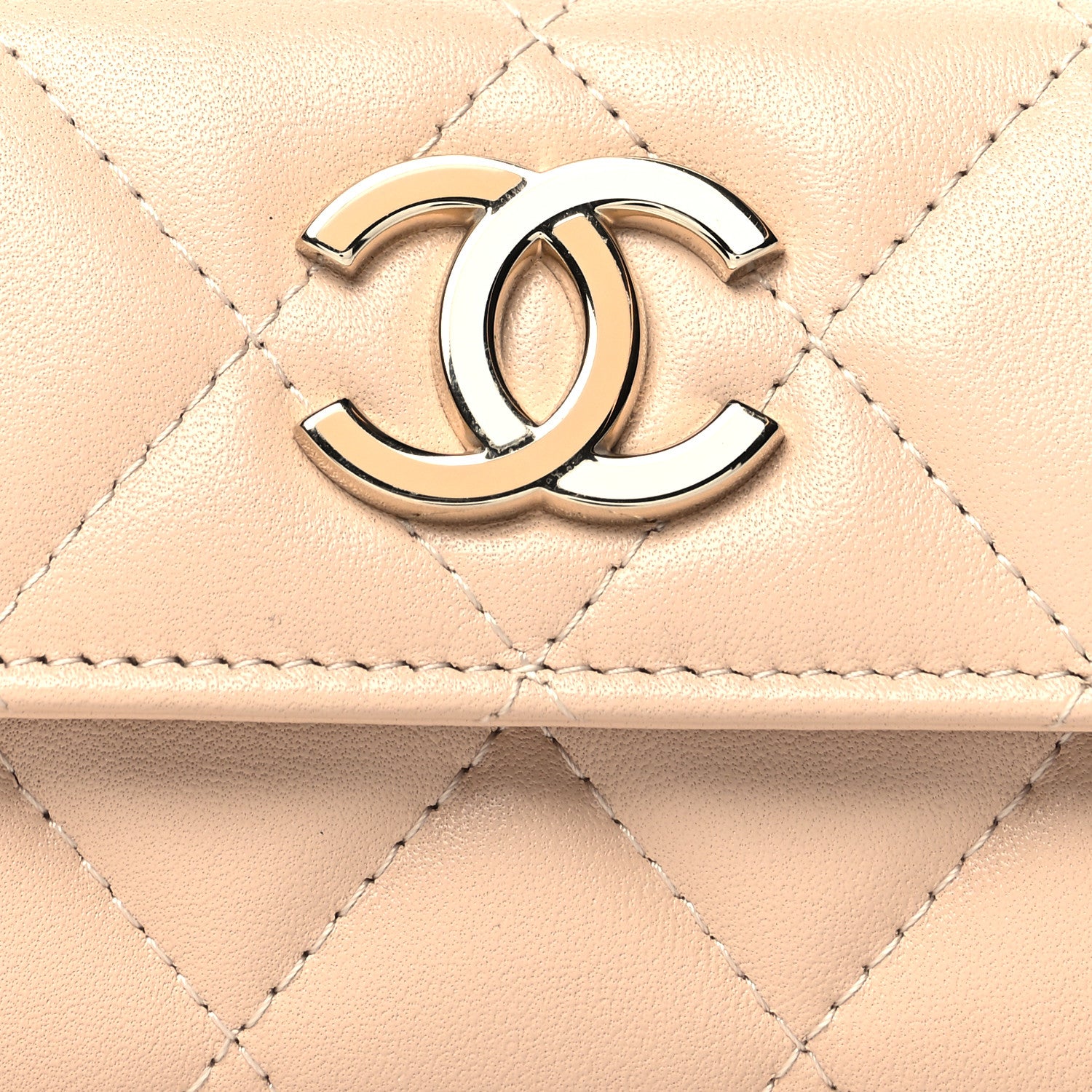 Chanel Lambskin Quilted Flap Card Holder Beige 10 of 12