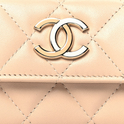 Chanel Lambskin Quilted Flap Card Holder Beige 10 of 12