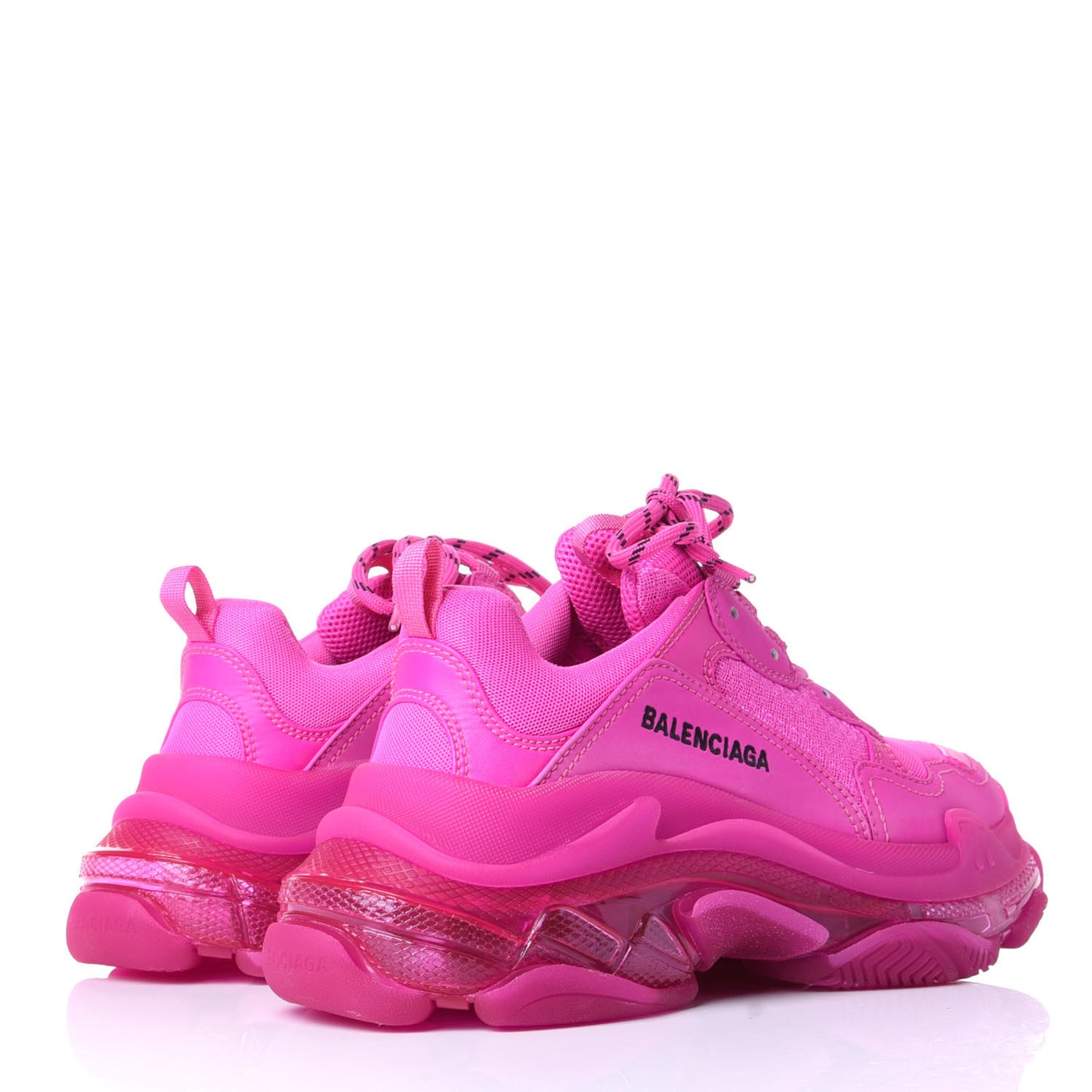 Fabric Mesh Clear Sole Fluo Womens Triple S Sneakers 39 Pink