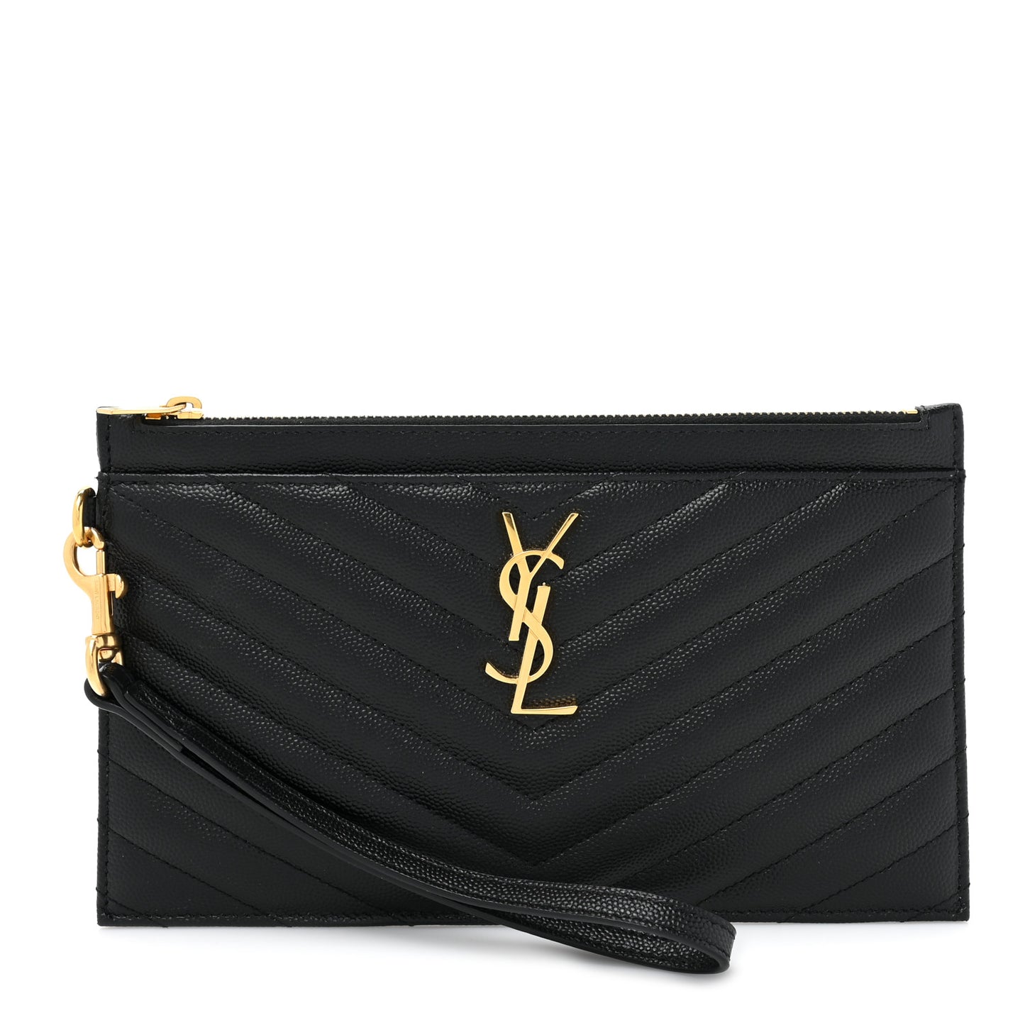 Grain De Poudre Chevron Monogram Large Bill Pouch Black