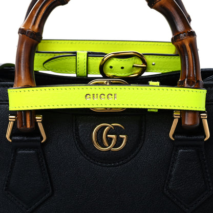 Gucci Wonka Grain Calfskin Mini Diana Tote Bag Black Yellow Fluo 8 of 10