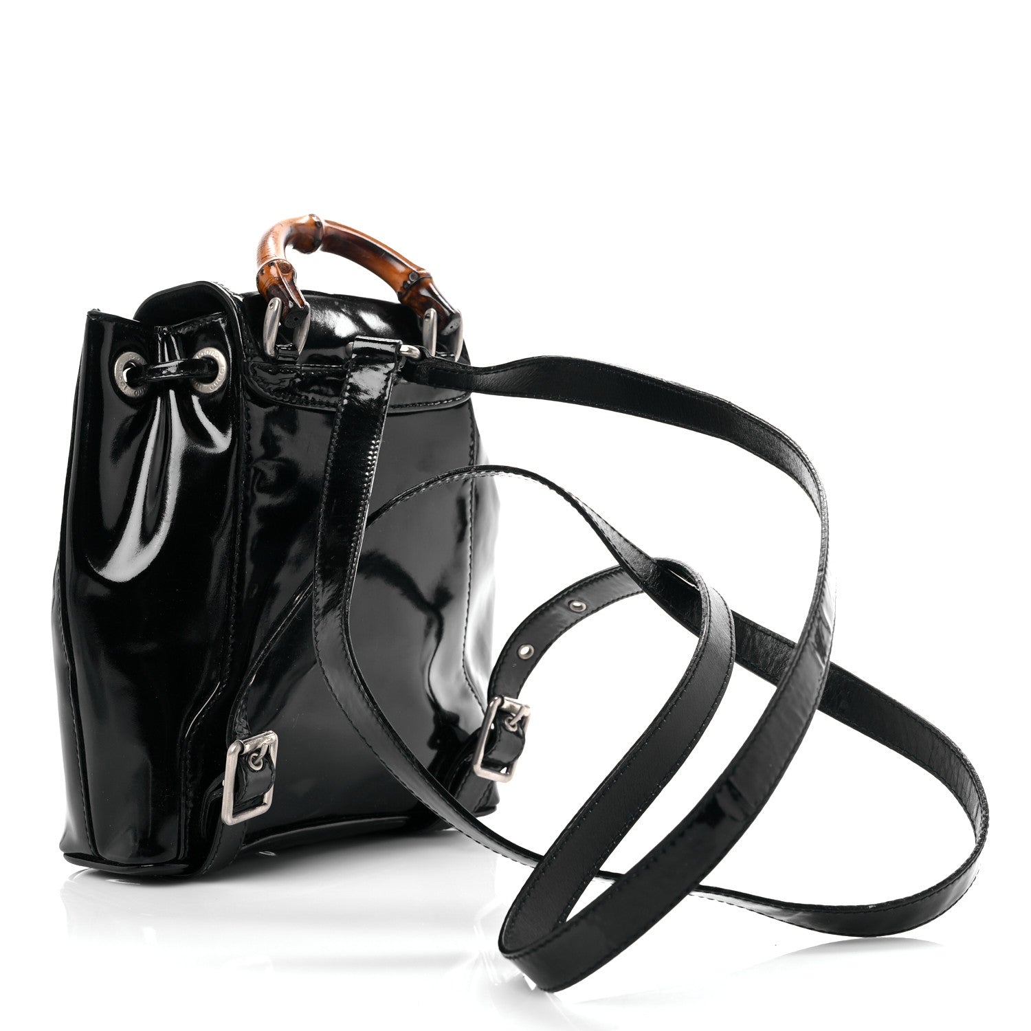 Gucci Patent Bamboo Mini Backpack Black 2 of 11