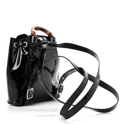 Gucci Patent Bamboo Mini Backpack Black 2 of 11