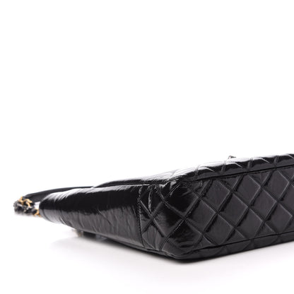 Chanel Shiny Aged Calfskin Quilted Large Shopping Bag Black 8 of 11