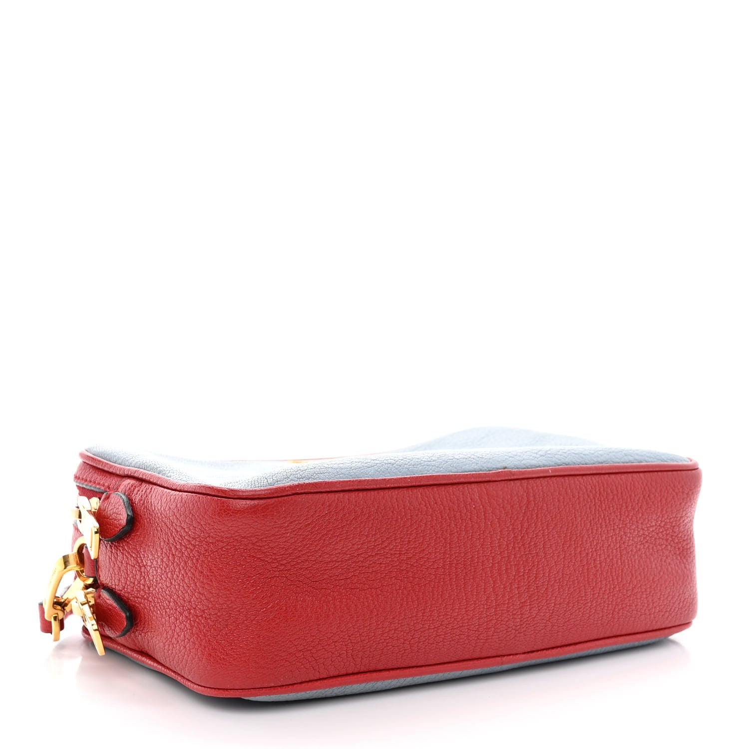 Miu Miu Goatskin Madras Double Zip Crossbody Bag Rosso Cielo 4 of 13