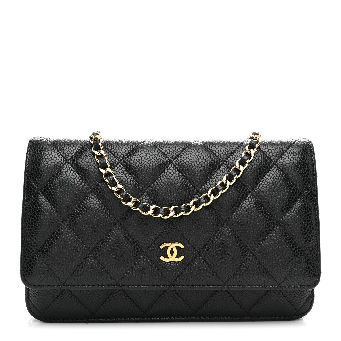 Caviar Quilted Wallet on Chain WOC Black