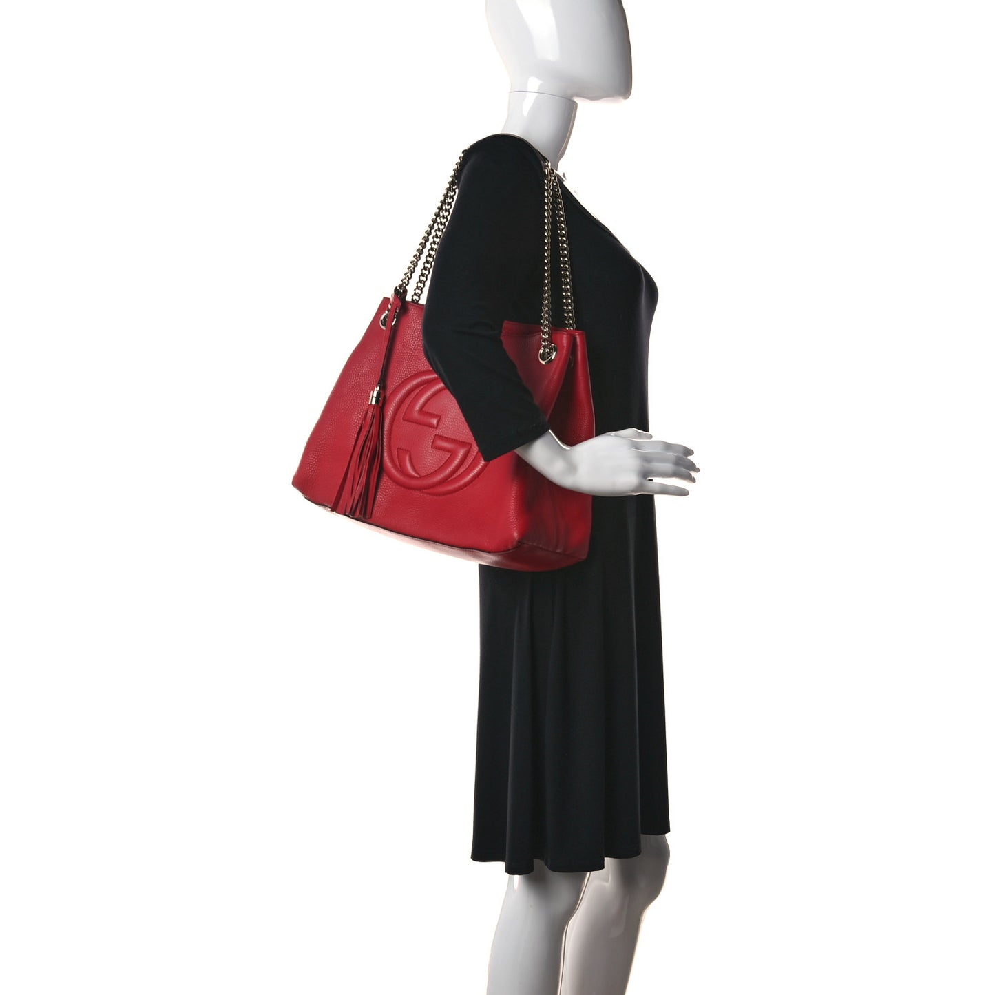 Pebbled Calfskin Medium Soho Chain Shoulder Bag Tabasco Red