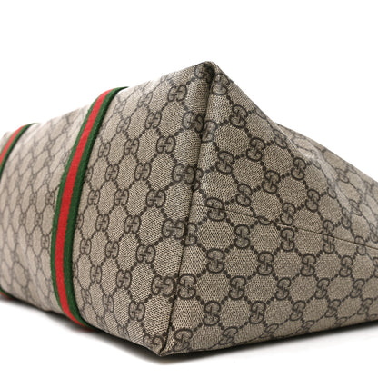 Gucci Tender GG Supreme Monogram Textured Dollar Calfskin Web Tote Beige Ebony New Acero 10 of 10