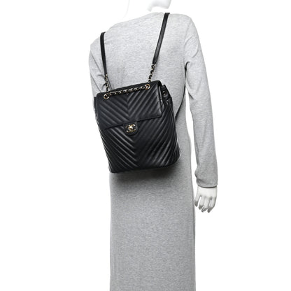 Chanel Calfskin Chevron Quilted Large Urban Spirit Backpack Black 2 of 10