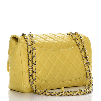 Chanel Lambskin Quilted Jumbo Single Flap Yellow 3 of 12