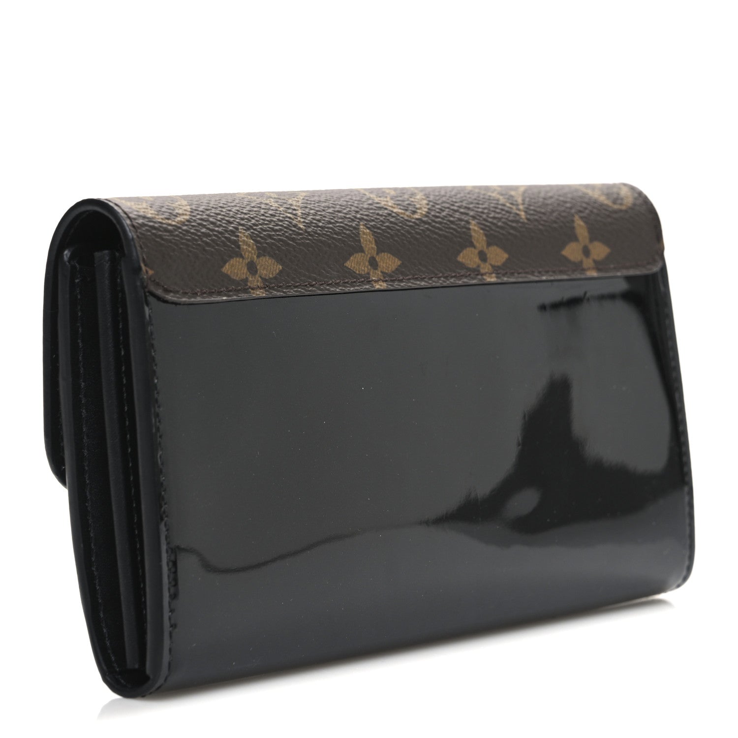 Louis Vuitton Patent Calfskin Monogram Cherrywood Wallet Black 3 of 6