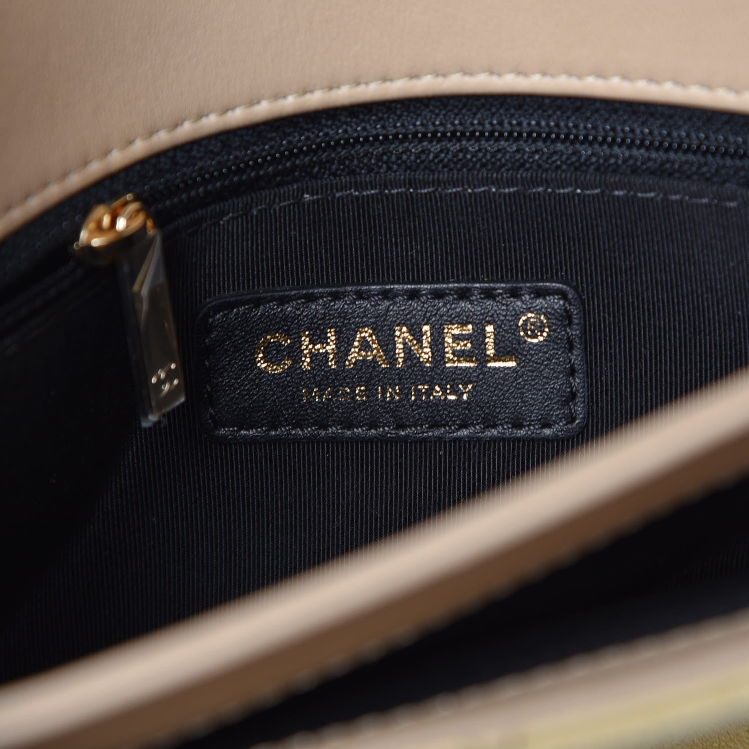 Chanel Suede Quilted Retro Label Flap Bag Beige Black 6 of 10