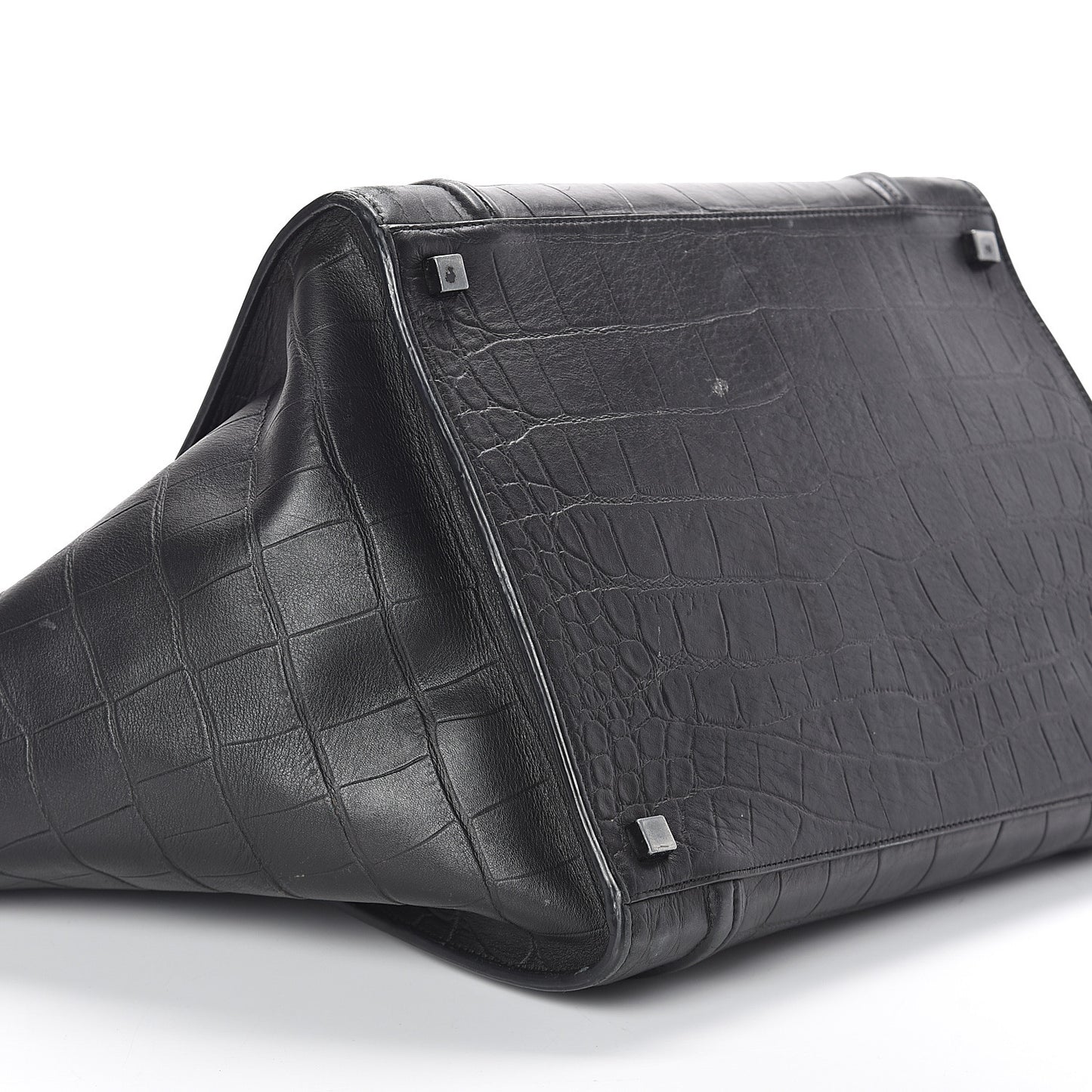Crocodile Embossed Calfskin Medium Phantom Luggage Black