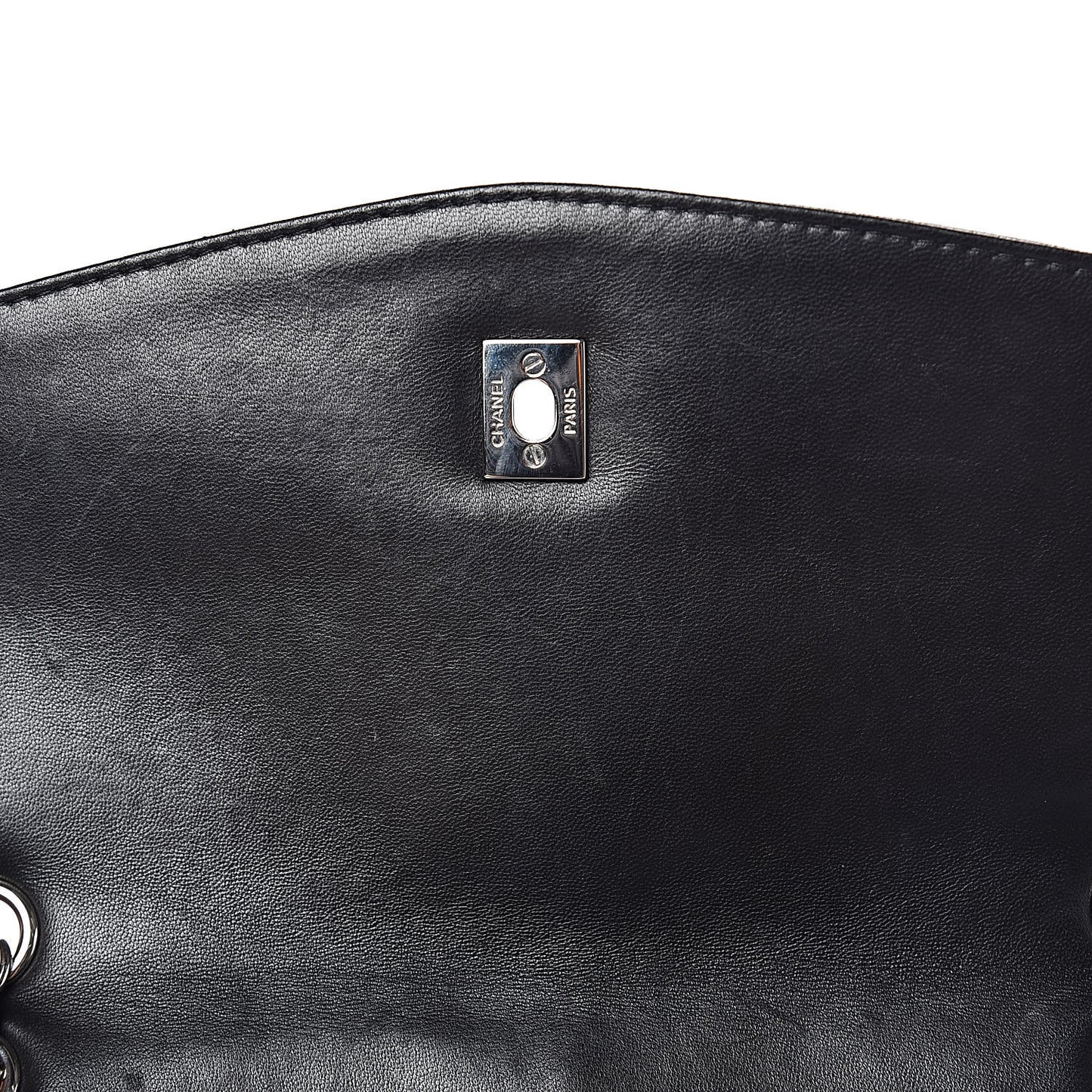 Lambskin Quilted Large Geometric Flap Black