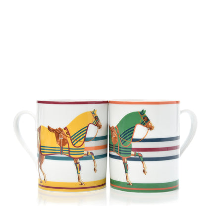 Hermes Porcelain Cheval A La Couverture Mug Set of 2 4 of 6