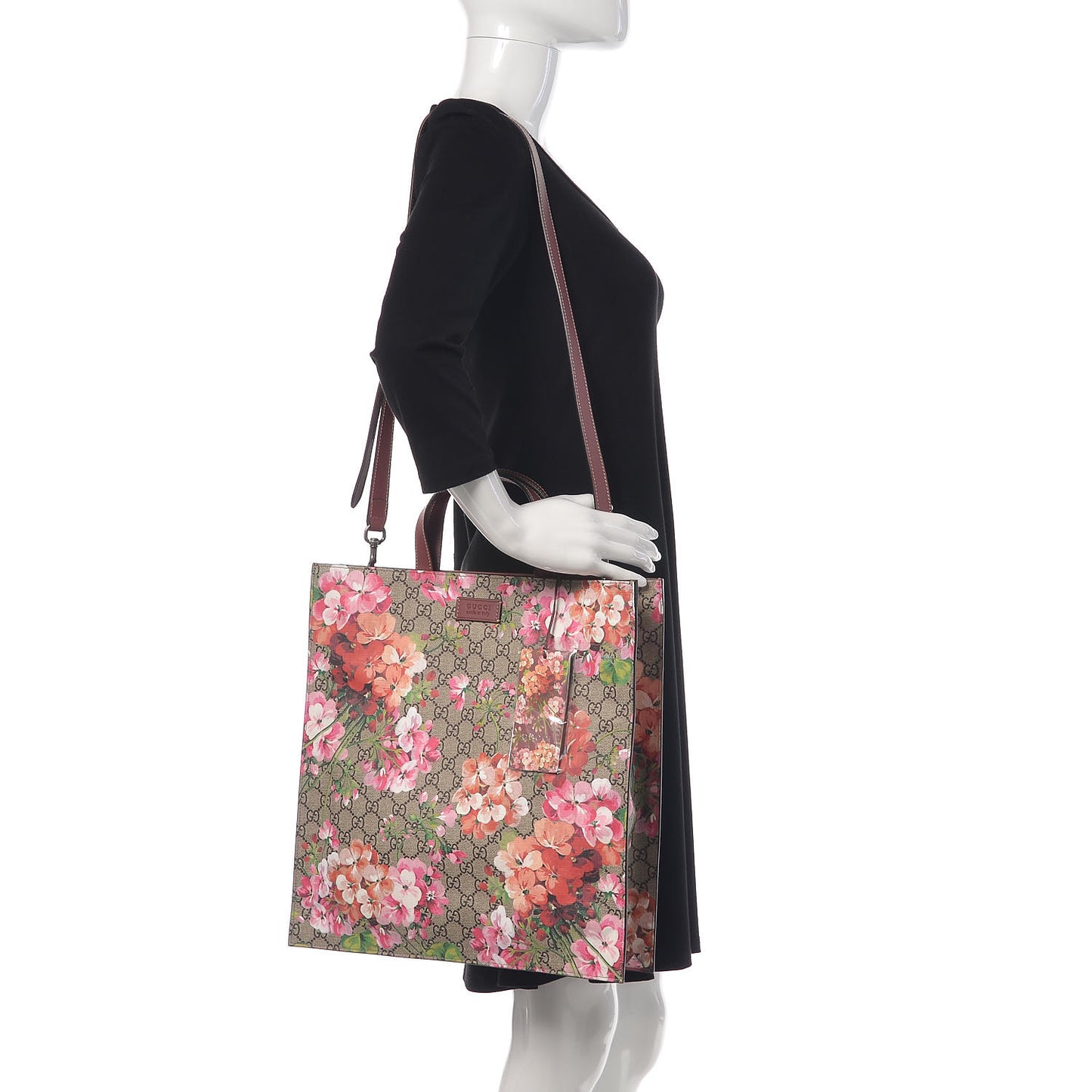 Soft GG Supreme Monogram Blooms Vertical Tote Beige Multicolor Dry Rose