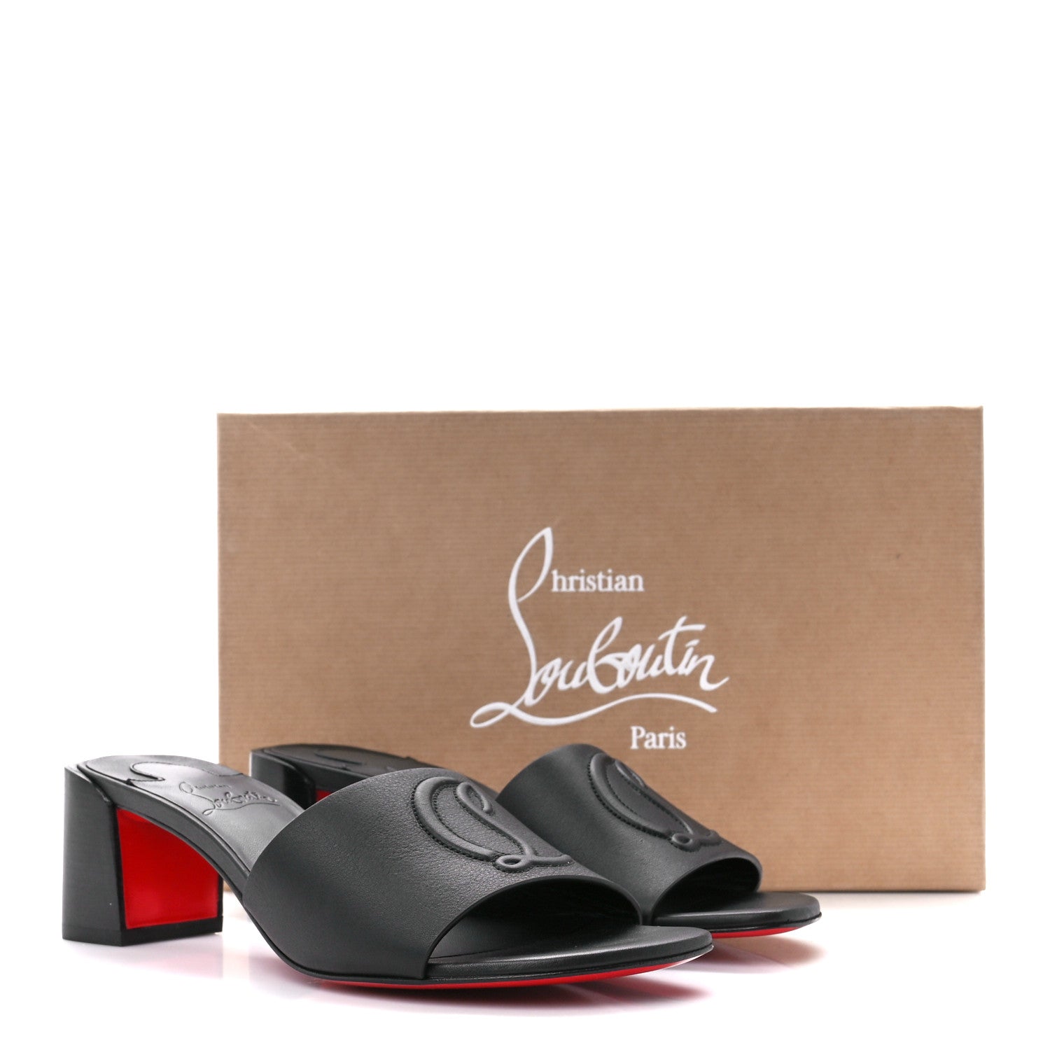 Christian Louboutin Calfskin Logo Embossed So CL 55 Mule 36.5 Black 8 of 8