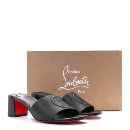 Christian Louboutin Calfskin Logo Embossed So CL 55 Mule 36.5 Black 8 of 8