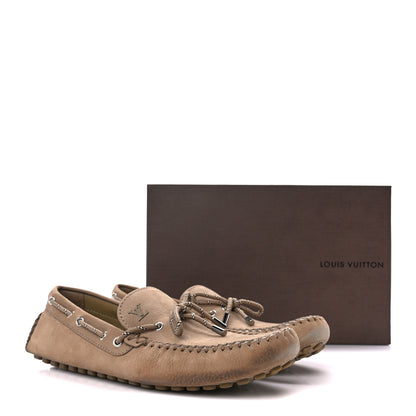 Louis Vuitton Suede Mens Arizona Car Shoe Moccasin Loafers 12 Taupe 11 of 11