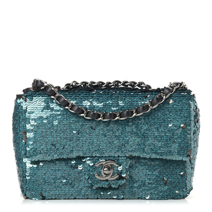 Chanel Sequin Lambskin Mini Flap Blue Black 1 of 17