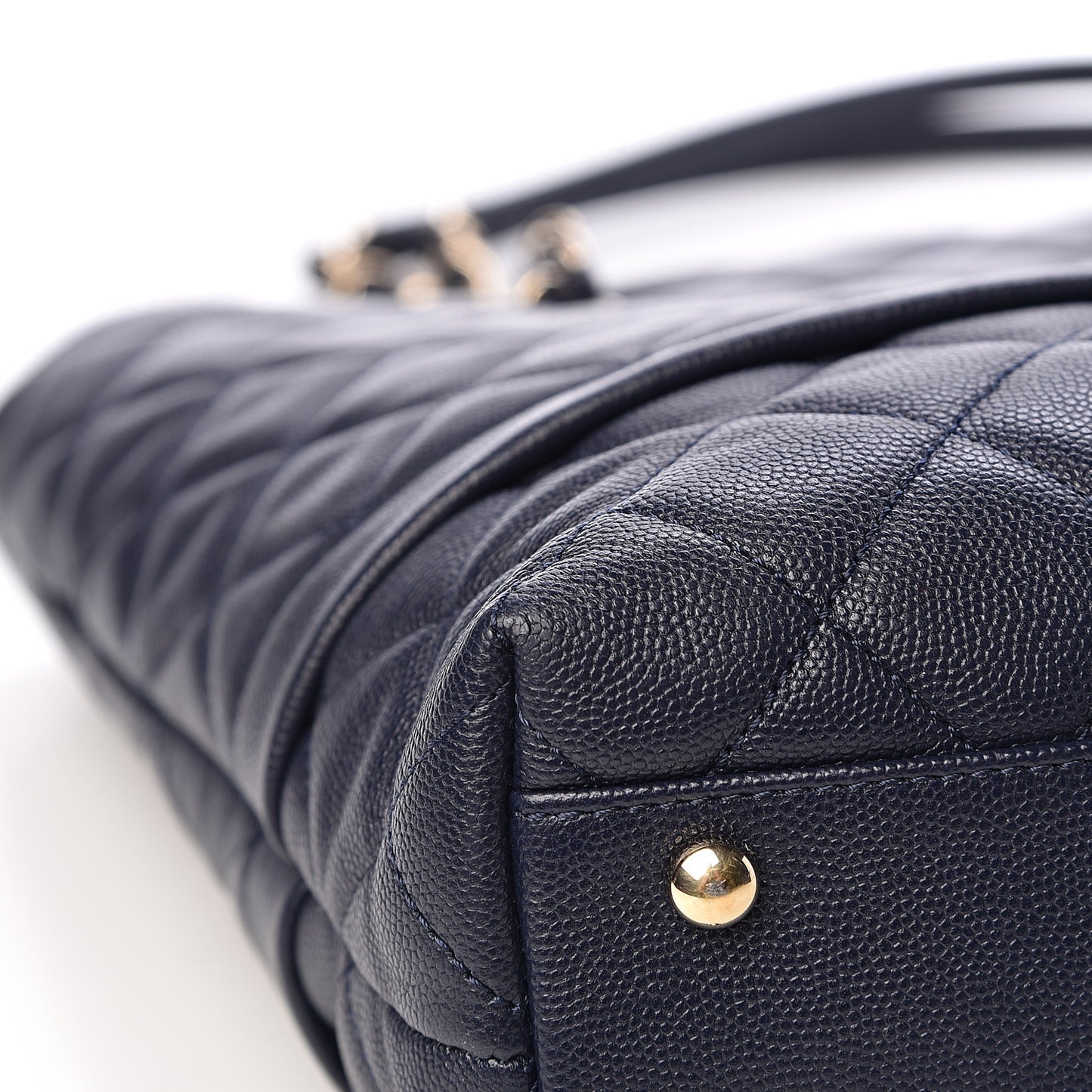 Caviar Quilted Small Zipped Shopping Tote Navy Blue