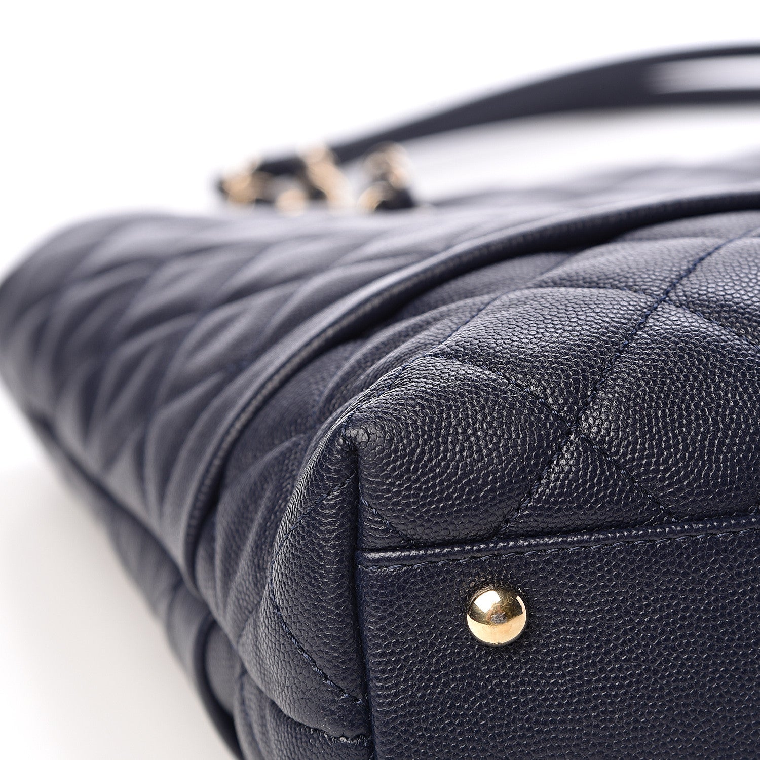 Chanel Caviar Quilted Small Zipped Shopping Tote Navy Blue 8 of 16