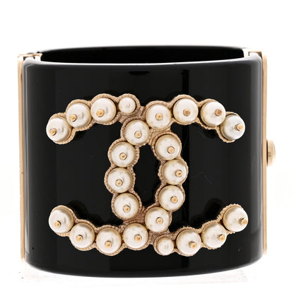 Chanel Resin Pearl CC Cuff Black 1 of 5