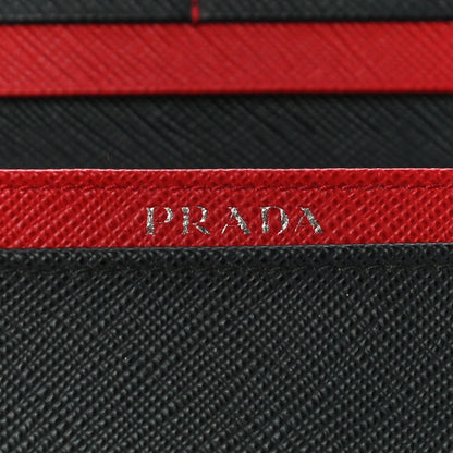 Prada Saffiano Metal Continental Flap Wallet Black Fuoco 7 of 11