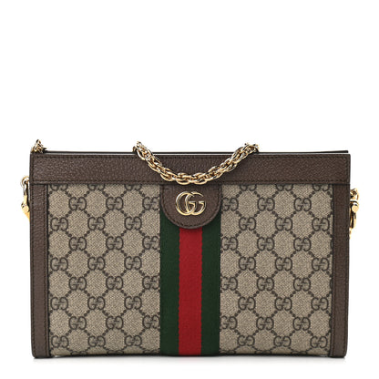 Gucci GG Supreme Monogram Web Small Ophidia Chain Shoulder Bag Brown 1 of 9