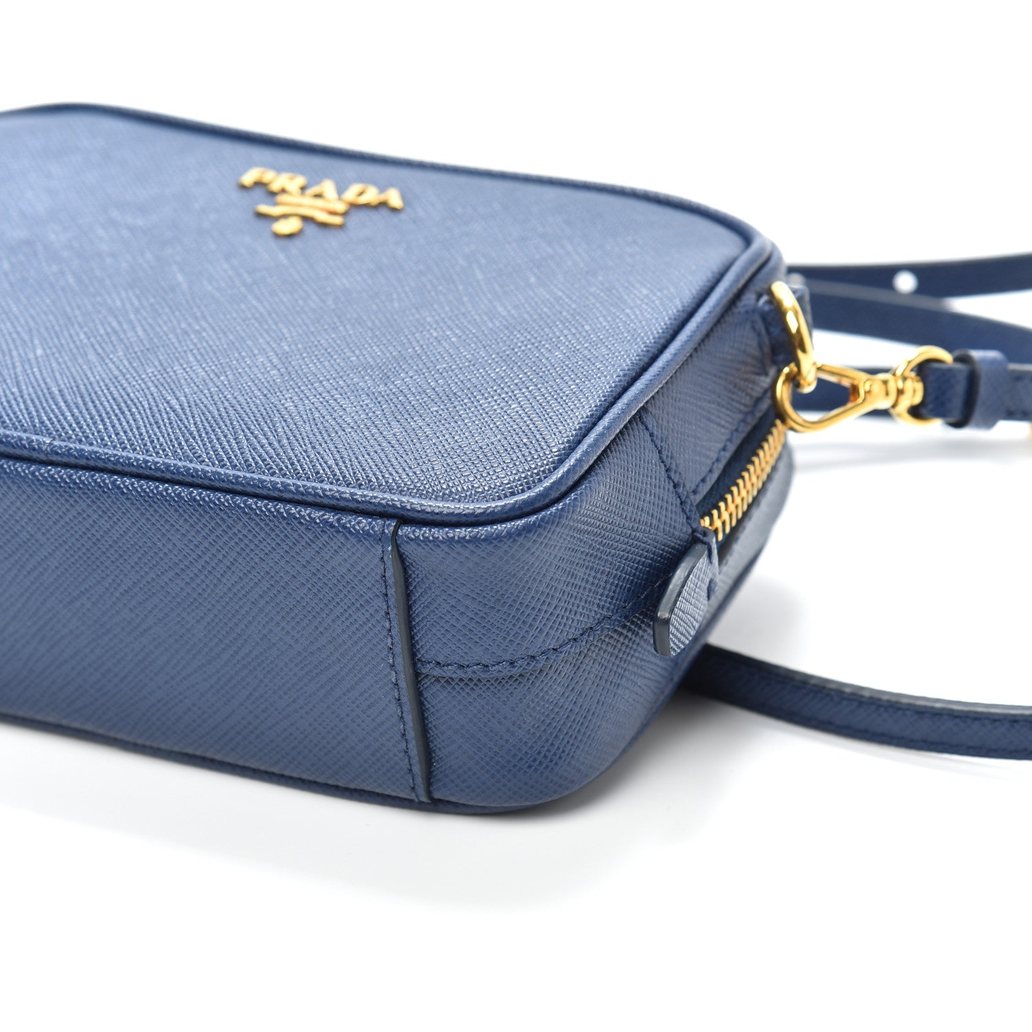 Prada Saffiano Mini Camera Crossbody Bag Bleuette 9 of 9