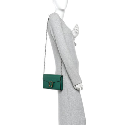 Gucci Calfskin Mini Dionysus Chain Wallet Emerald 2 of 10