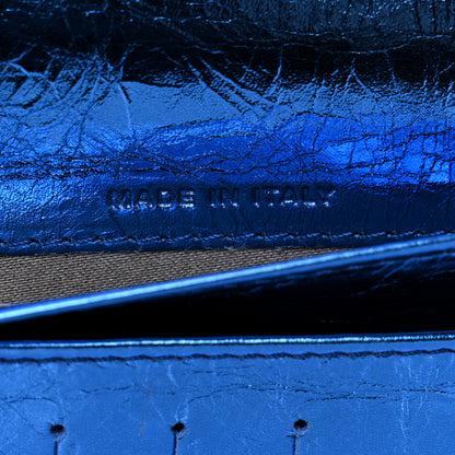 Chanel Metallic Aged Calfskin CC Bow Wallet Blue 7 of 8