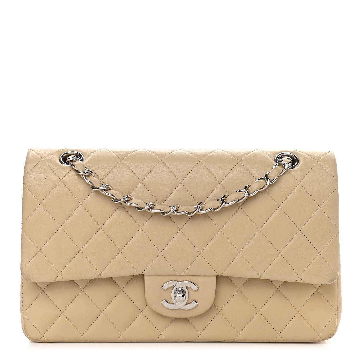 Chanel Lambskin Quilted Medium Double Flap Beige 1 of 10