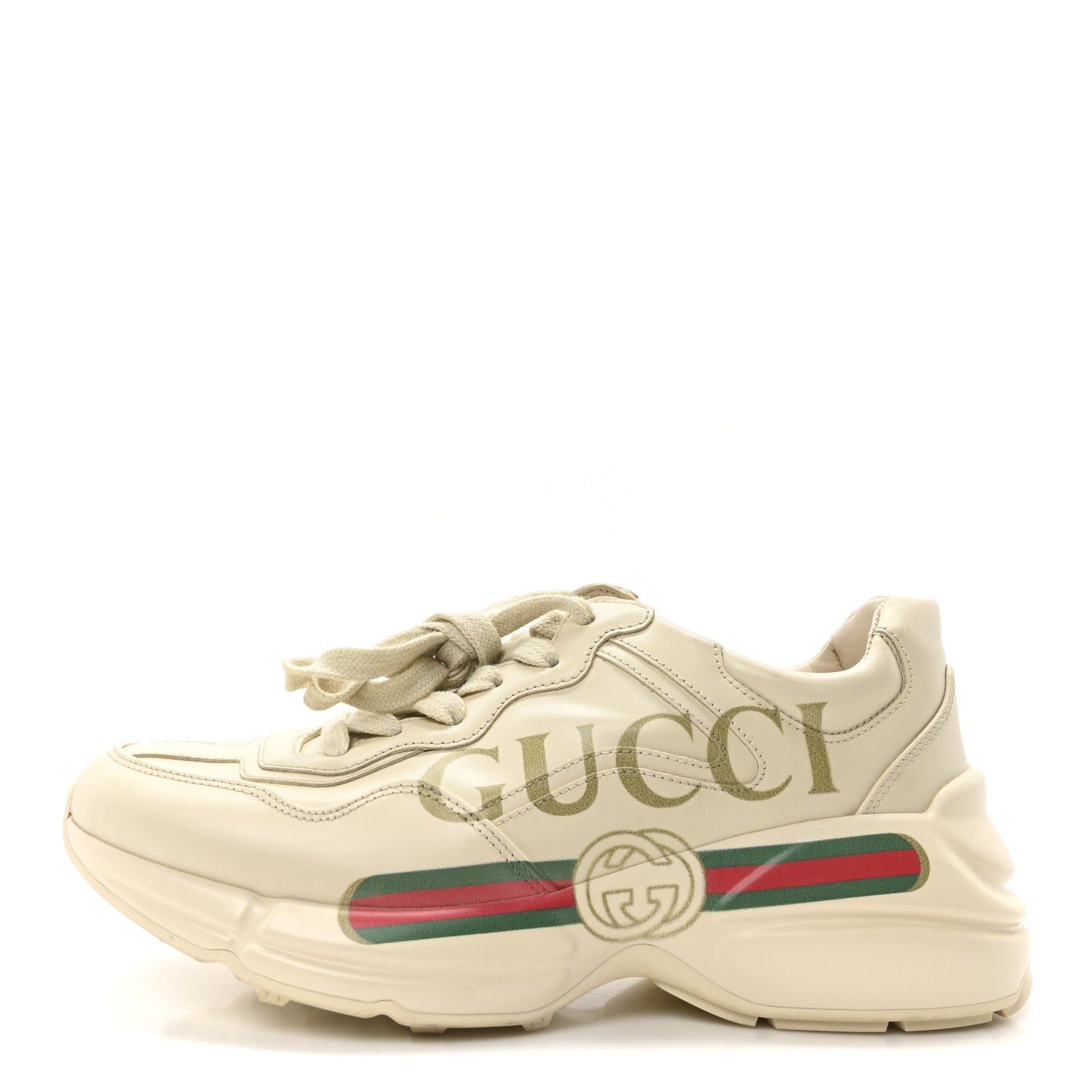 Gucci Calfskin Logo Womens Rhyton Sneakers 38 Ivory 1 of 8