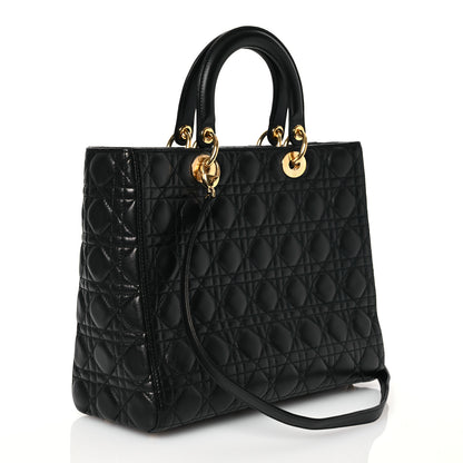 Christian Dior Lambskin Cannage Large Lady Dior Black 3 of 10