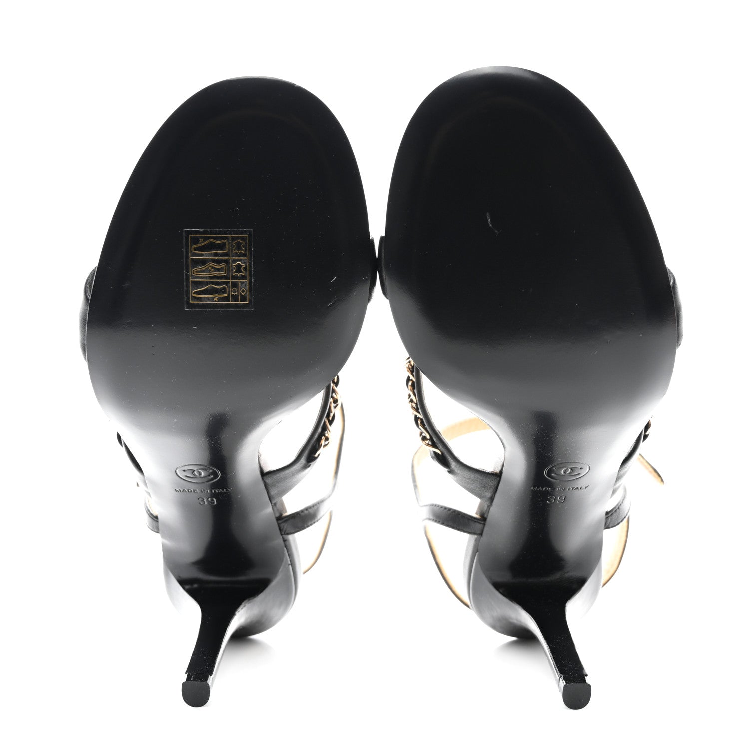 Chanel Lambskin Chain Strap Sandals 39 Black 5 of 9