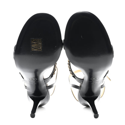 Chanel Lambskin Chain Strap Sandals 39 Black 5 of 9